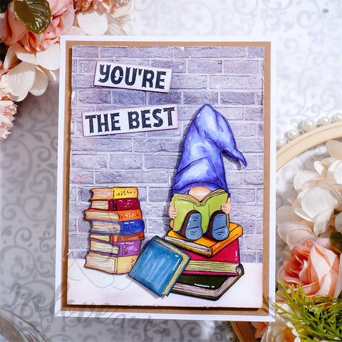 Inlovearts Gnome Reading Books Cutting Dies