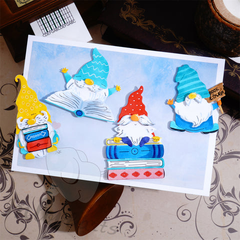 Inlovearts Gnome Reading Books Cutting Dies