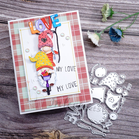Inlovearts Gnome Riding Bike Cutting Dies