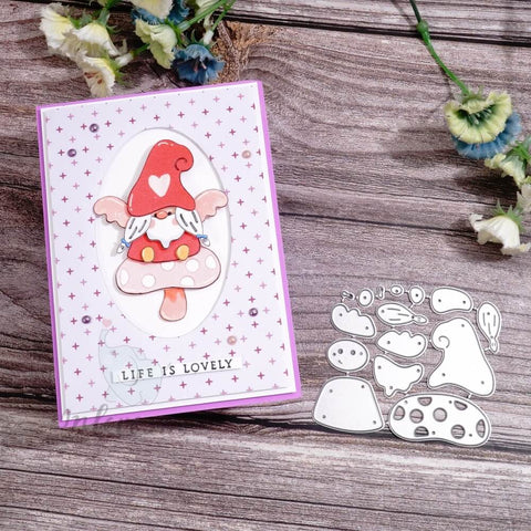 Inlovearts Gnome on the Mushroom Cutting Dies