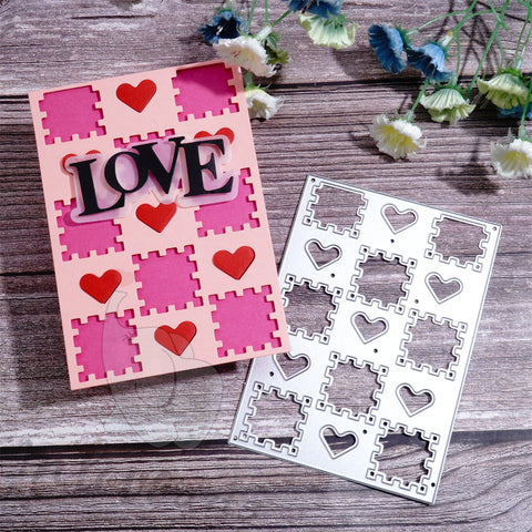 Inlovearts Grid Pattern and Heart Background Board Cutting Dies