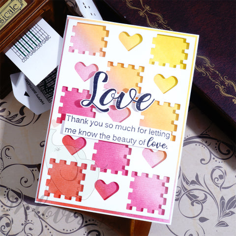 Inlovearts Grid Pattern and Heart Background Board Cutting Dies