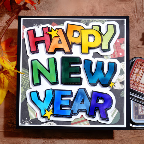 Inlovearts "HAPPY NEW YEAR" Bold Font Cutting Dies