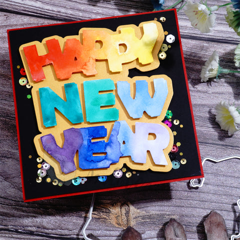 Inlovearts "HAPPY NEW YEAR" Bold Font Cutting Dies