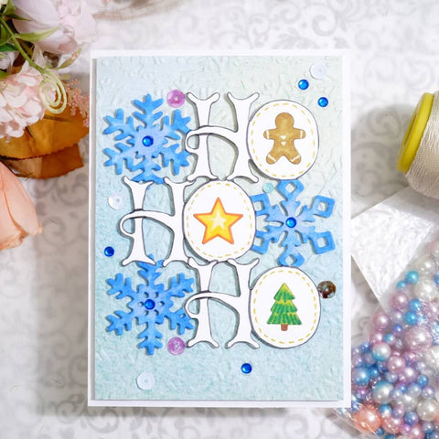 Inlovearts "HO HO HO" Word and Snowflake Cutting Dies