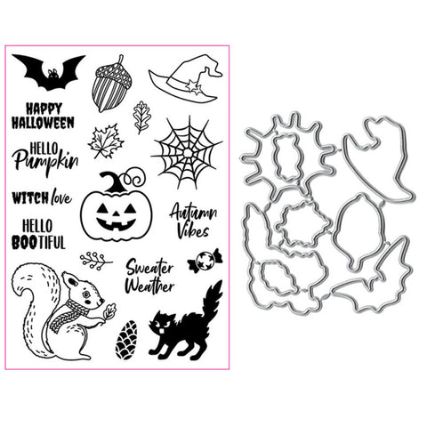 Inlovearts Halloween Animals Die with Stamps Set