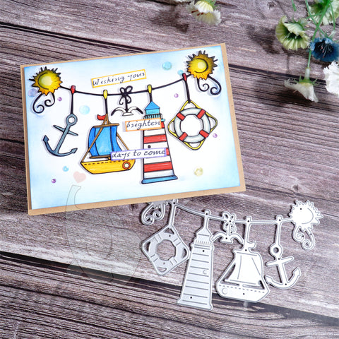 Inlovearts Hanging Nautical Theme Elements Cutting Dies
