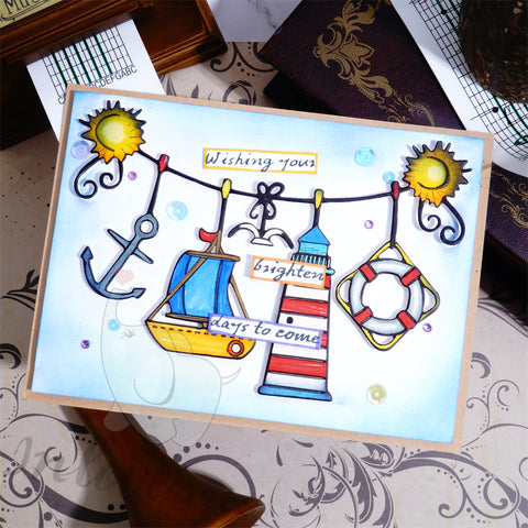 Inlovearts Hanging Nautical Theme Elements Cutting Dies