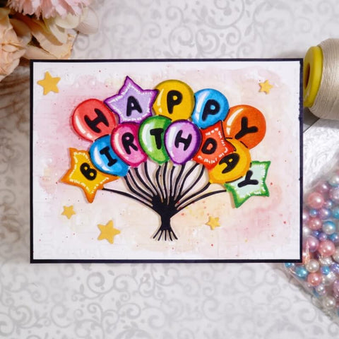 Inlovearts Happy Birthday Word Balloon Cutting Dies