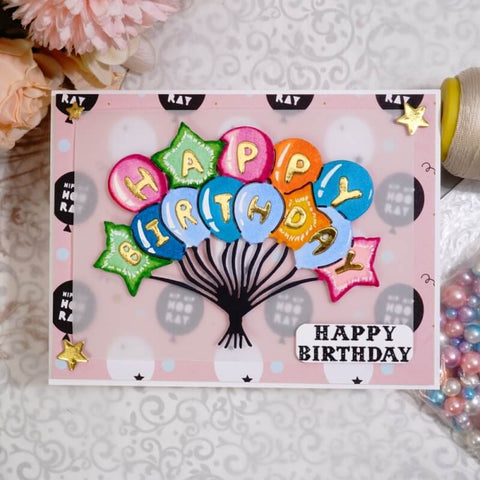 Inlovearts Happy Birthday Word Balloon Cutting Dies