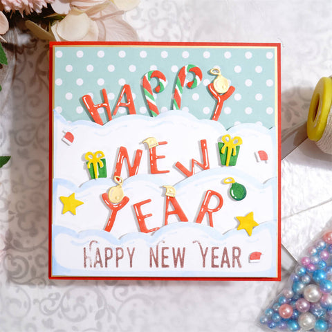 Inlovearts Happy New Year Word and Cloud Border Cutting Dies