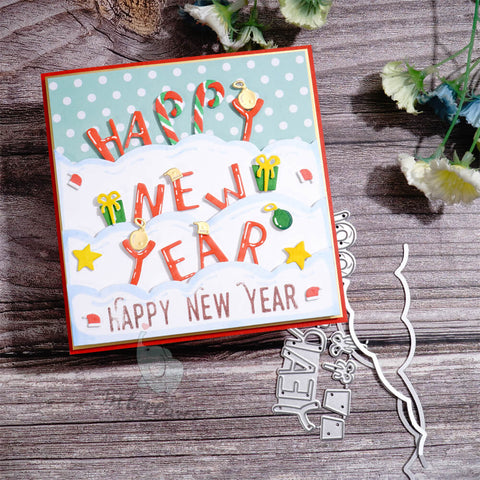 Inlovearts Happy New Year Word and Cloud Border Cutting Dies