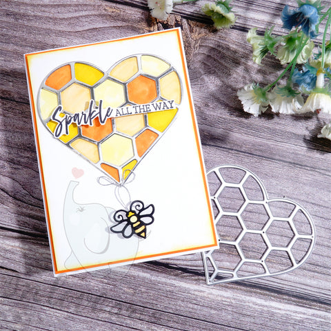 Inlovearts Heart-shaped Honeycomb and Bee Cutting Dies