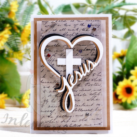 Inlovearts Heart Border with Jesus Word Cutting Dies