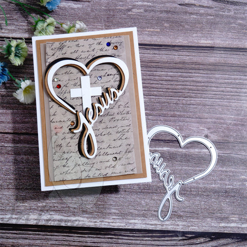 Inlovearts Heart Border with Jesus Word Cutting Dies