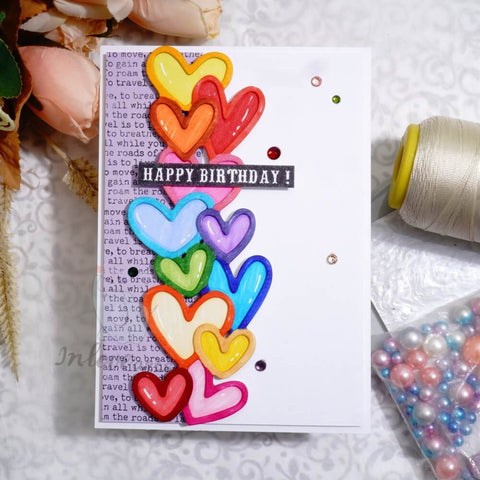 Inlovearts Stacked Hearts Border Cutting Dies