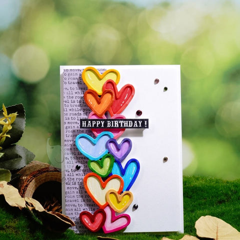 Inlovearts Stacked Hearts Border Cutting Dies