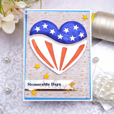 Inlovearts Heart Pattern American Flag Cutting Dies