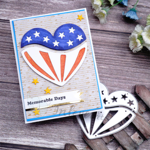 Inlovearts Heart Pattern American Flag Cutting Dies
