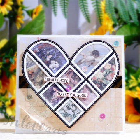 Inlovearts Heart Shaped Collage Board Cutting Dies