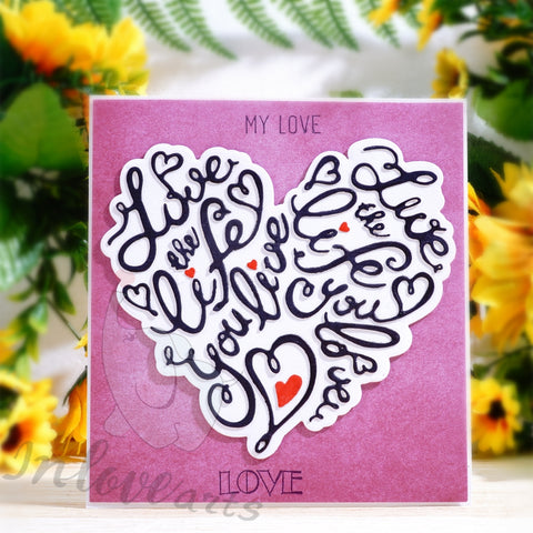 Inlovearts Heart Shaped Love Word Cutting Dies