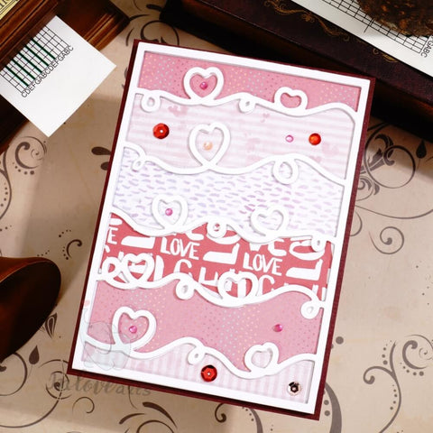 Inlovearts Heart Wavy Line Background Board Cutting Dies