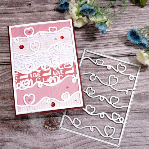 Inlovearts Heart Wavy Line Background Board Cutting Dies