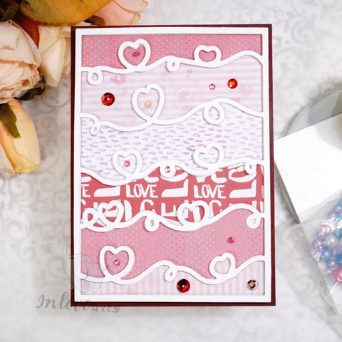 Inlovearts Heart Wavy Line Background Board Cutting Dies