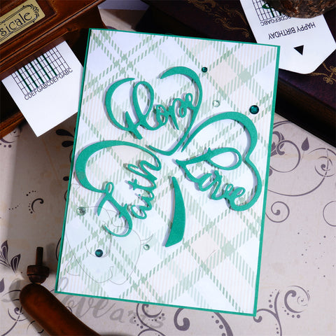 Inlovearts Heart Word Border in Clover Shape Cutting Dies