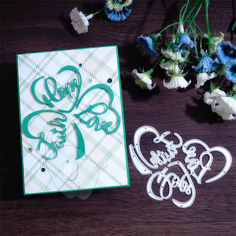 Inlovearts Heart Word Border in Clover Shape Cutting Dies