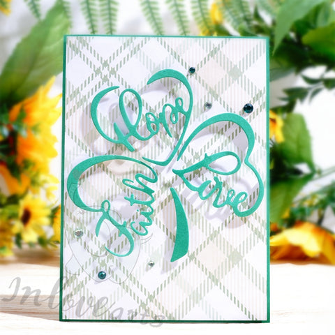 Inlovearts Heart Word Border in Clover Shape Cutting Dies