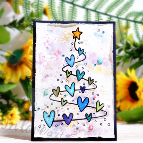 Inlovearts Heart and Lines Christmas Tree Cutting Dies