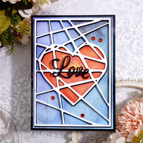 Inlovearts Heart with Staggered Lines Background Board Cutting Dies