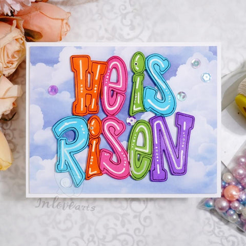 Inlovearts He is Risen Word Cutting Dies