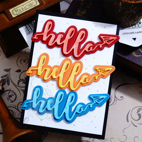 Inlovearts Hello Word with Paper Plane Symbol Cutting Dies