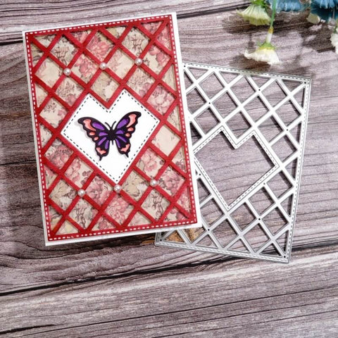 Inlovearts Hollow Heart and Grid Background Board Cutting Dies