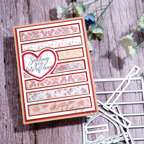Inlovearts Hollow Heart and Stripe Background Board Cutting Dies