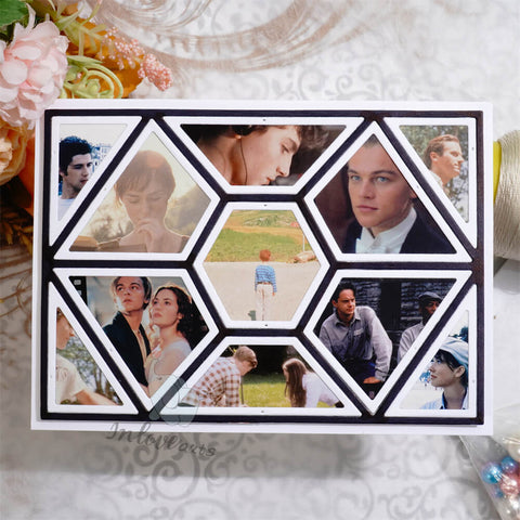 Inlovearts Hollow Hexagon Photo Frame Cutting Dies