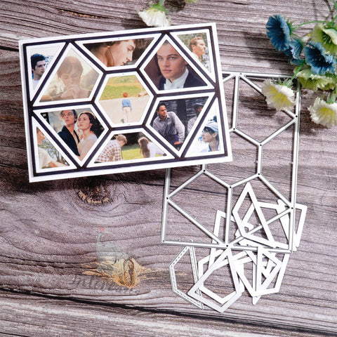 Inlovearts Hollow Hexagon Photo Frame Cutting Dies