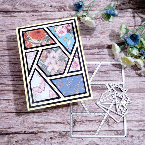 Inlovearts Hollow Hexagon and Line Background Board Cutting Dies
