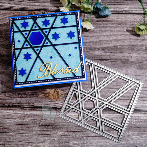 Inlovearts Square Hollow Hexagram Background Board Cutting Dies