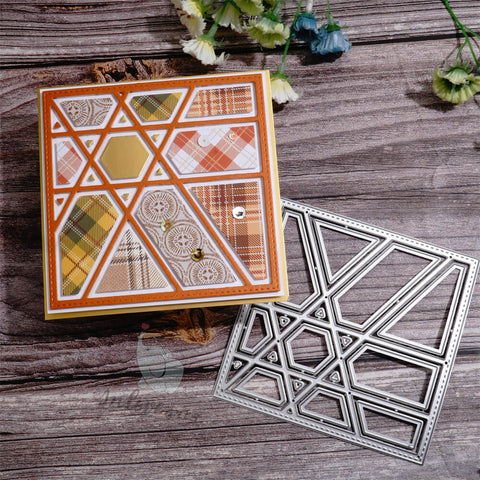 Inlovearts Square Hollow Hexagram Background Board Cutting Dies