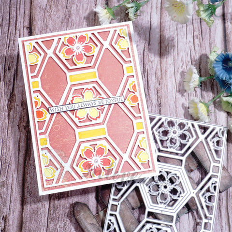 Inlovearts Hollow Rhombus and Flower Background Board Cutting Dies