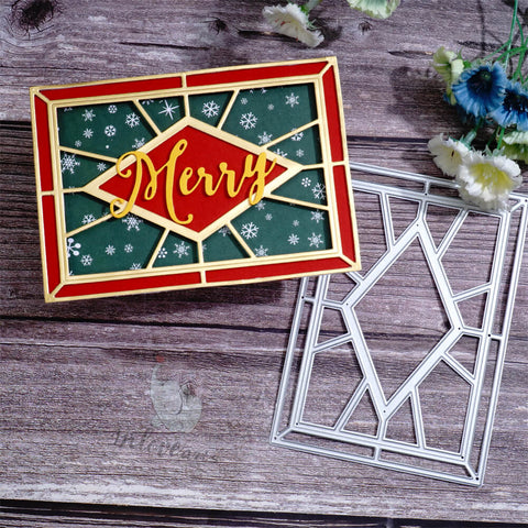 Inlovearts Hollow Rhombus and Line Background Board Cutting Dies