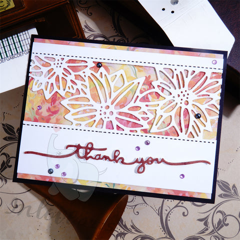 Inlovearts Hollow Sunflower Border with Word Cutting Dies