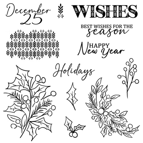 Inlovearts Holly and Wish Word Die with Stamps Set