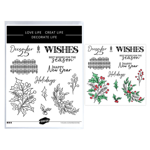 Inlovearts Holly and Wish Word Die with Stamps Set