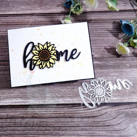 Inlovearts Home Word with Sunflower Cutting Dies