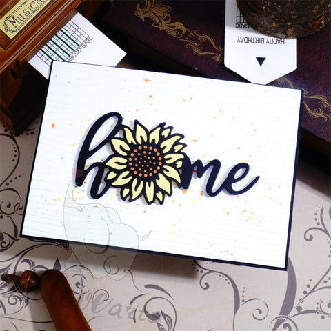 Inlovearts Home Word with Sunflower Cutting Dies