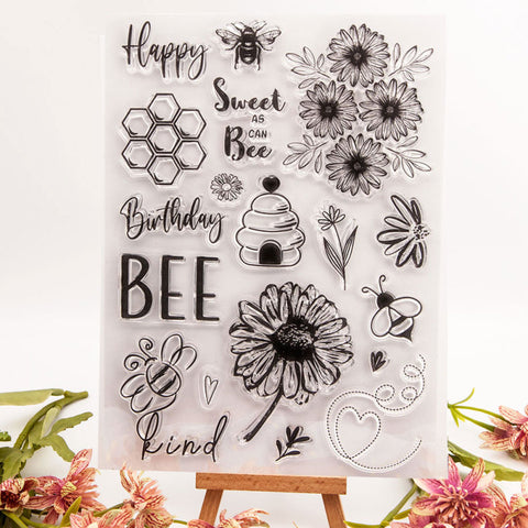 Inlovearts Honeycomb and Daisies Clear Stamps